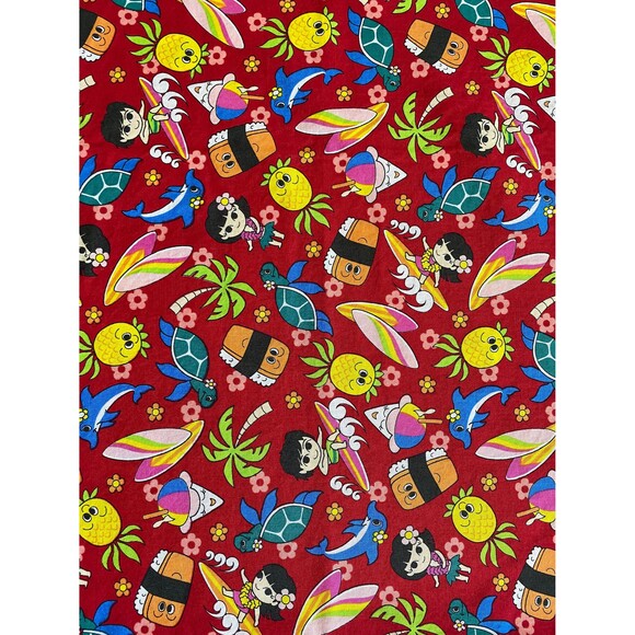 Keiki Summer and Food Pattern Red Pillowcase | Handmade | 100% Cotton - Picture 4 of 4